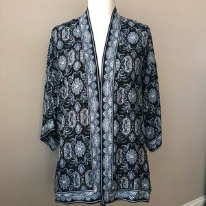 Max Studio Floral Long Sleeve Kimono Open Front Cardigan Cover Up Size Small
